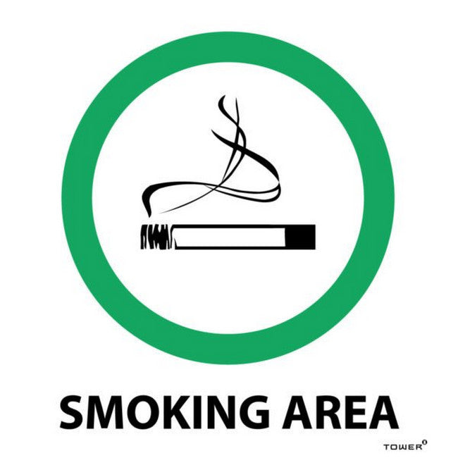 ABS Smoking Area Sign White/Green/Black 150 x 150 mm