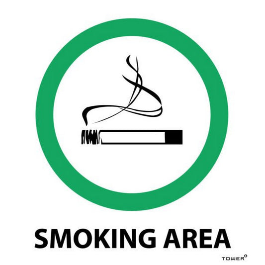 ABS Smoking Area Sign White/Green/Black 150 x 150 mm