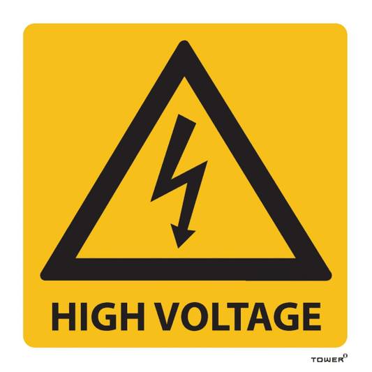 High Voltage Sign Black/Yellow 190 x 190 mm