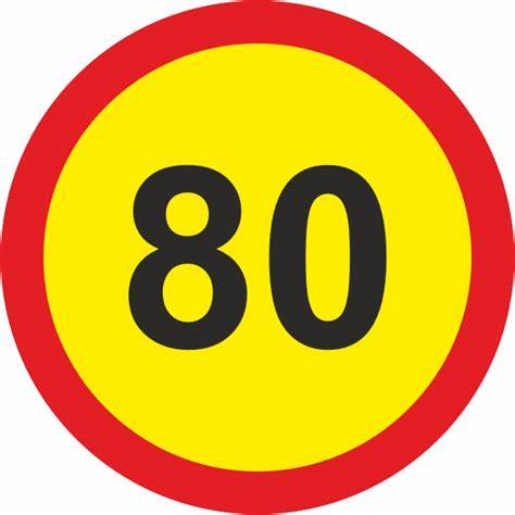 Large 80 Speed Restriction Sign Red/Yellow 150mm x 150mm