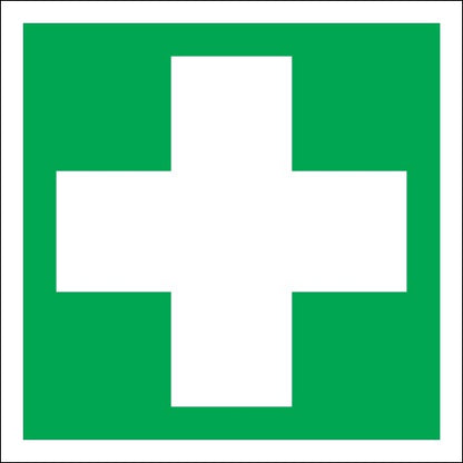 Medical Cross Sign Green/White 150 x 150 mm