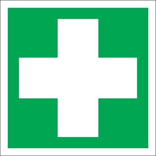 Medical Cross Sign Green/White 150 x 150 mm