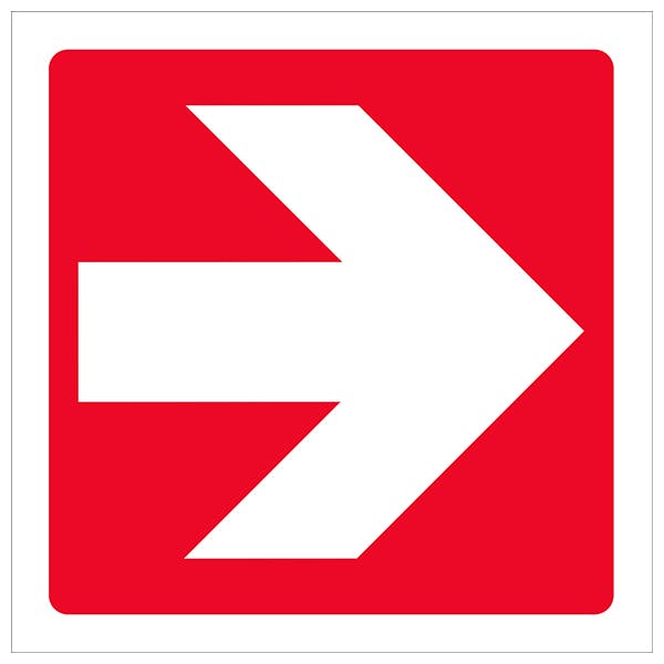 ABS Arrow Sign Red/White 190 x 190 mm